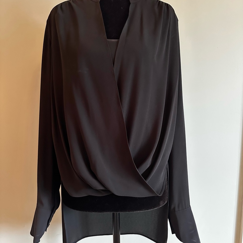 BCBGMaxAzria “Jaklyn” Black Drape Blouse